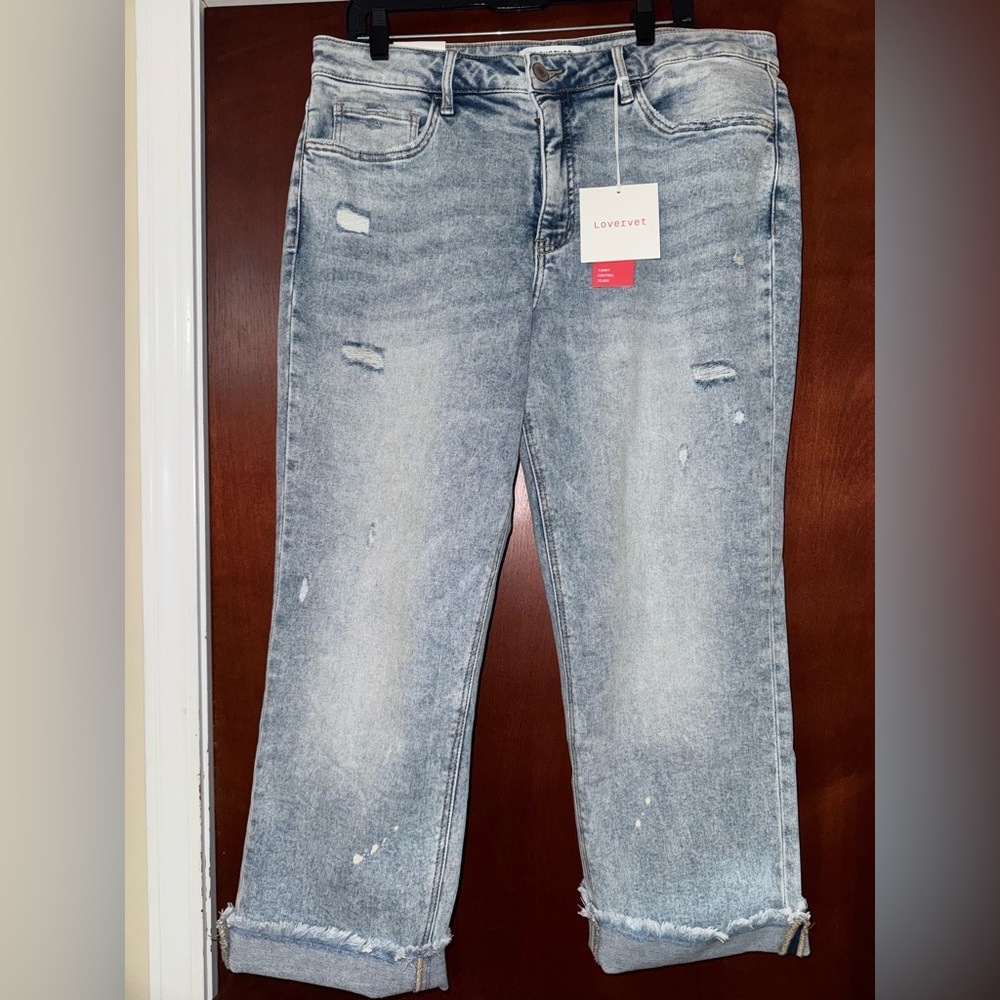 Lovervet High Rise Straight 18W Women's Distressed Jeans